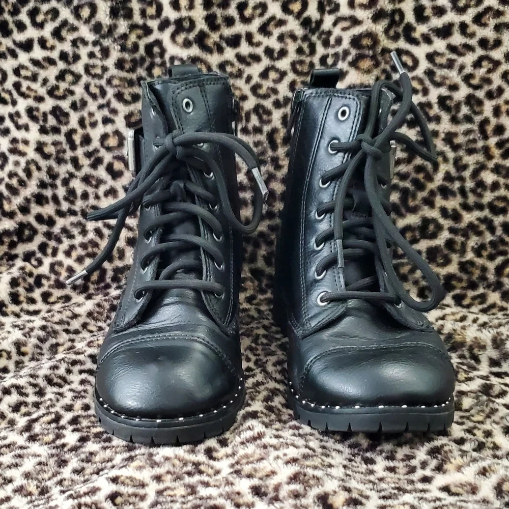 Wonder Nation Girl's Fashion Moto Combat Boots